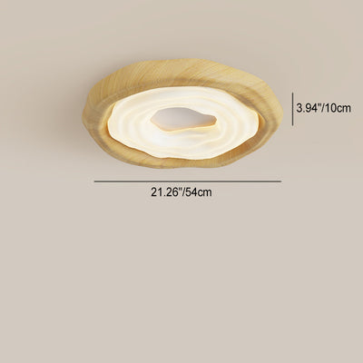 Contemporary Nordic Doughnut PE Wood Iron LED Flush Mount Ceiling Light For Bedroom