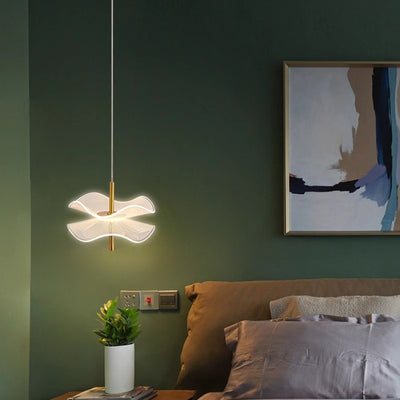 Contemporary Nordic Lotus Leaves Aluminum Acrylic LED Pendant Light For Bedroom