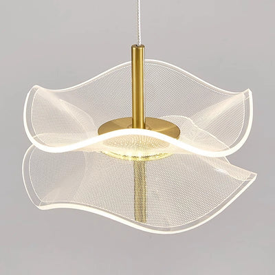 Contemporary Nordic Lotus Leaves Aluminum Acrylic LED Pendant Light For Bedroom