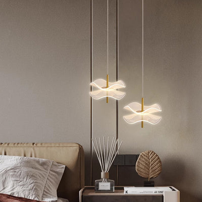 Contemporary Nordic Lotus Leaves Aluminum Acrylic LED Pendant Light For Bedroom