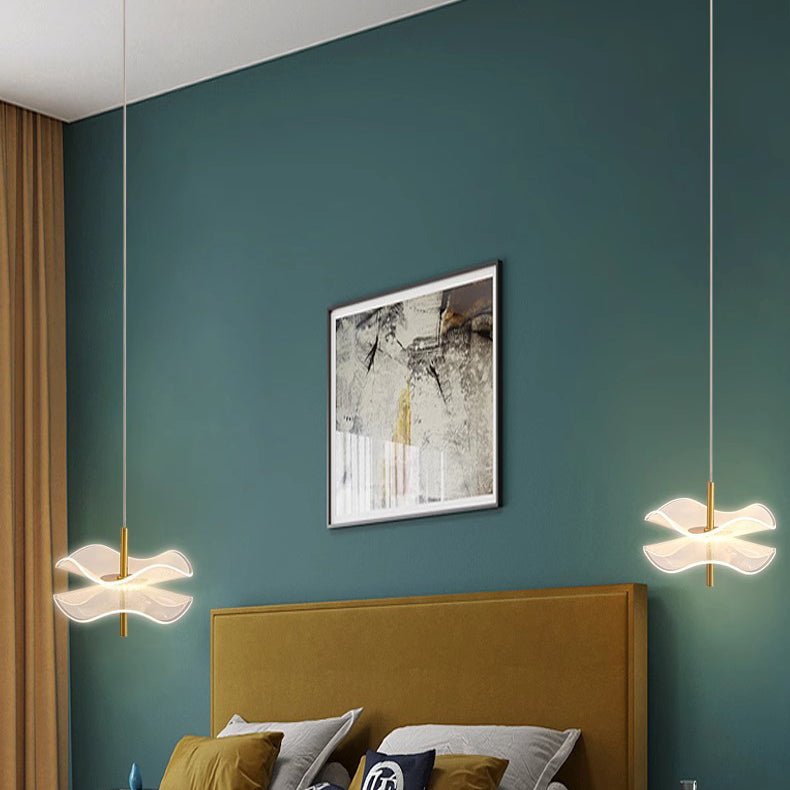 Contemporary Nordic Lotus Leaves Aluminum Acrylic LED Pendant Light For Bedroom