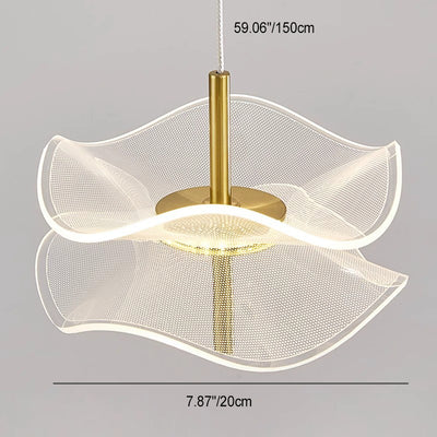 Contemporary Nordic Lotus Leaves Aluminum Acrylic LED Pendant Light For Bedroom