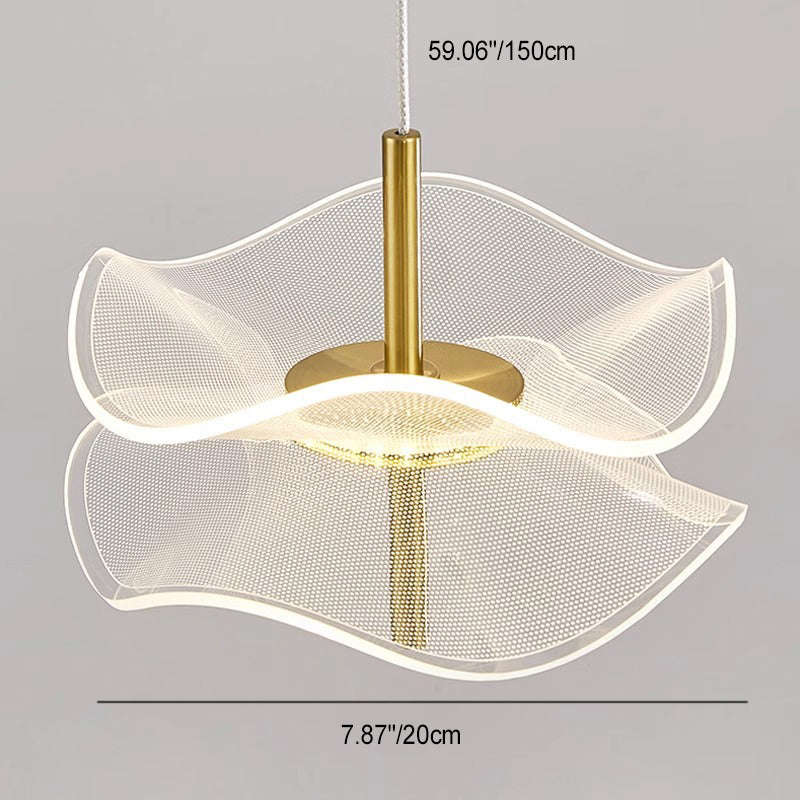 Contemporary Nordic Lotus Leaves Aluminum Acrylic LED Pendant Light For Bedroom