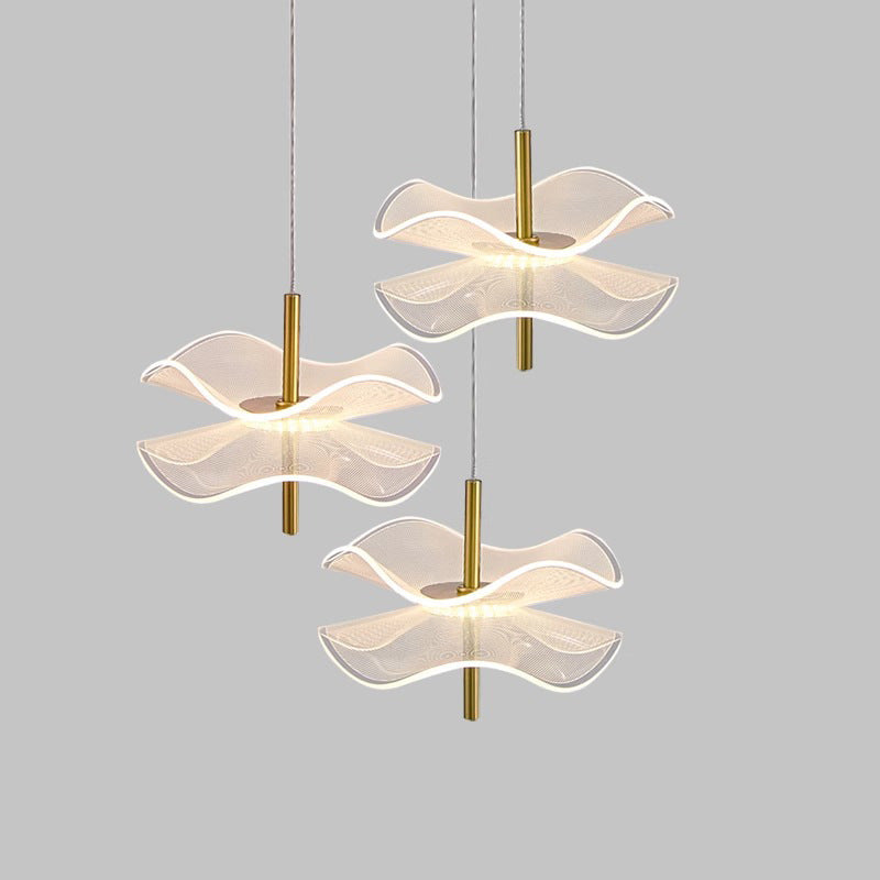 Contemporary Nordic Lotus Leaves Aluminum Acrylic LED Pendant Light For Bedroom