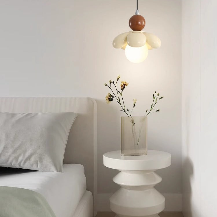 Contemporary Scandinavian Petal Iron Resin 1 - Light Pendant Light For Bedroom