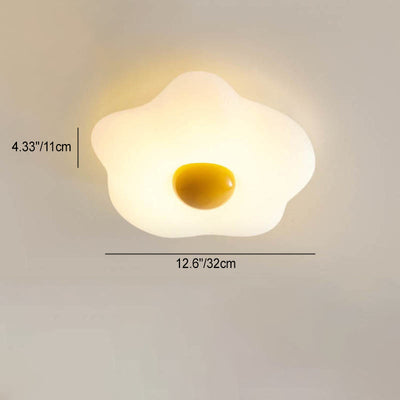 Contemporary Creative Fried Egg Rotational Molding Iron LED Flush Mount Ceiling Light For Living Room