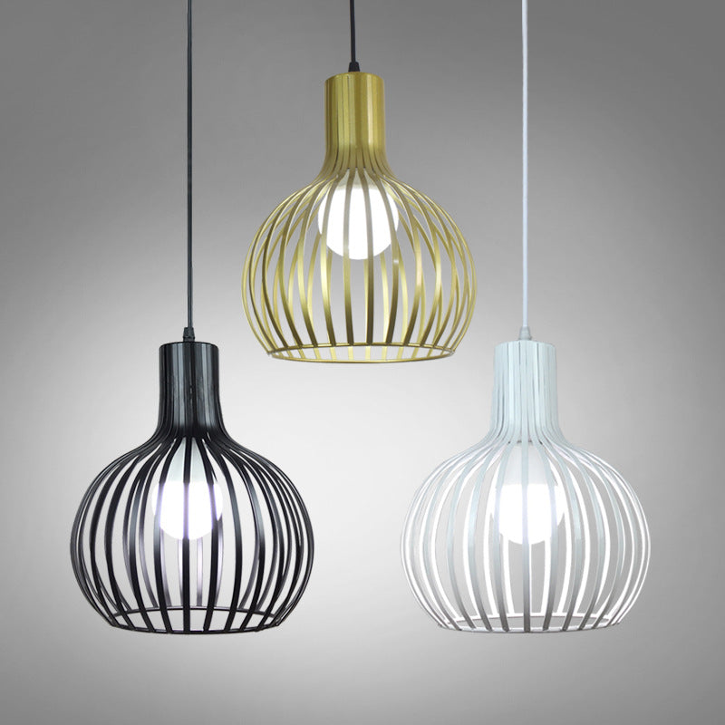 Contemporary Creative Round Birdcage Iron 1 - Light Pendant Light For Dining Room