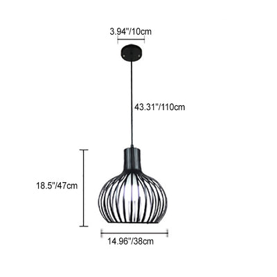 Contemporary Creative Round Birdcage Iron 1 - Light Pendant Light For Dining Room