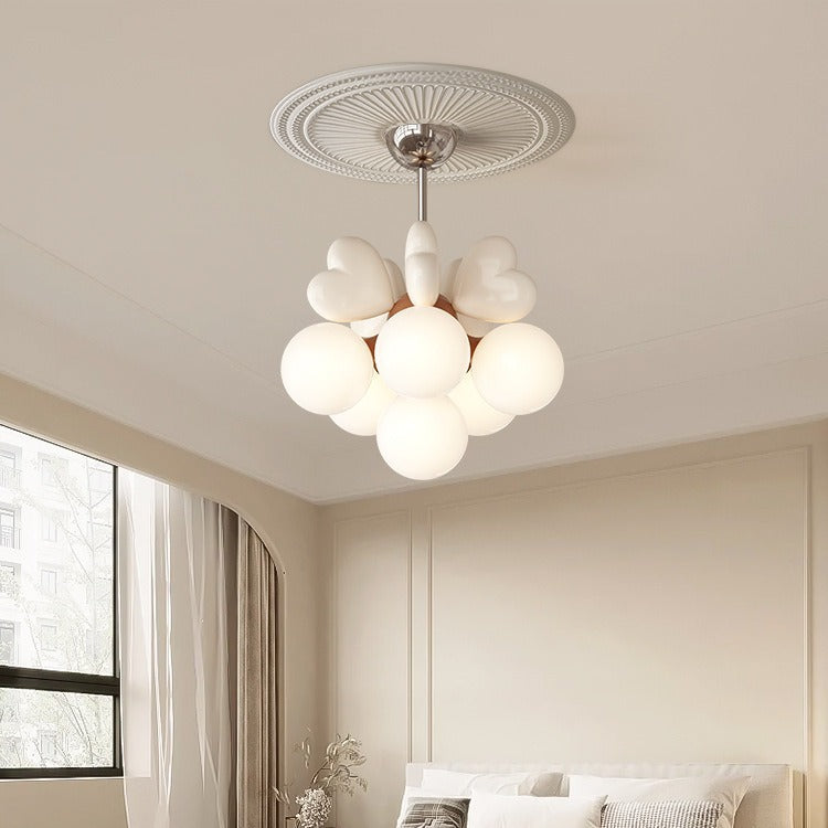 Contemporary Nordic Cream Heart Shape Resin Hardware PE 4/6 - Light Chandelier For Living Room