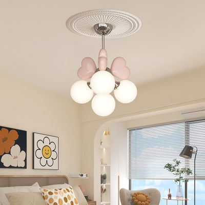 Contemporary Nordic Cream Heart Shape Resin Hardware PE 4/6 - Light Chandelier For Living Room