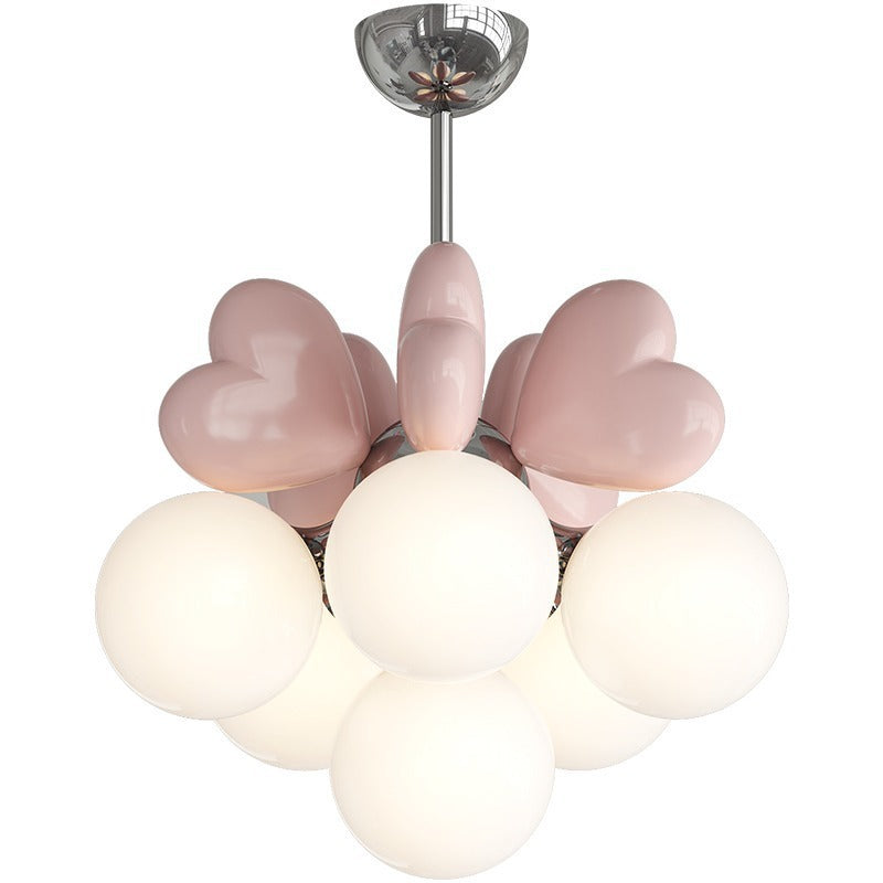 Contemporary Nordic Cream Heart Shape Resin Hardware PE 4/6 - Light Chandelier For Living Room