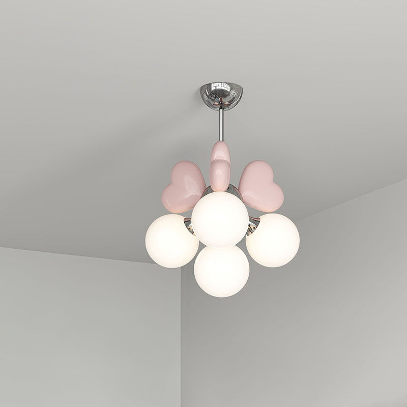 Contemporary Nordic Cream Heart Shape Resin Hardware PE 4/6 - Light Chandelier For Living Room