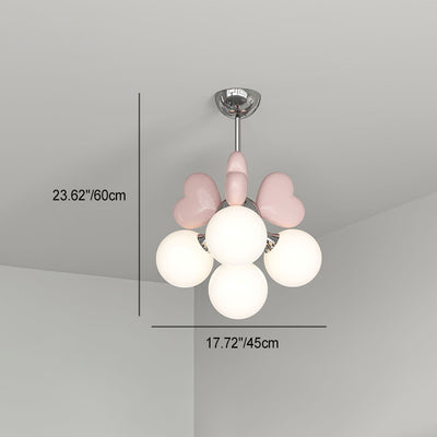 Contemporary Nordic Cream Heart Shape Resin Hardware PE 4/6 - Light Chandelier For Living Room