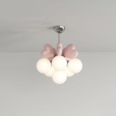 Contemporary Nordic Cream Heart Shape Resin Hardware PE 4/6 - Light Chandelier For Living Room