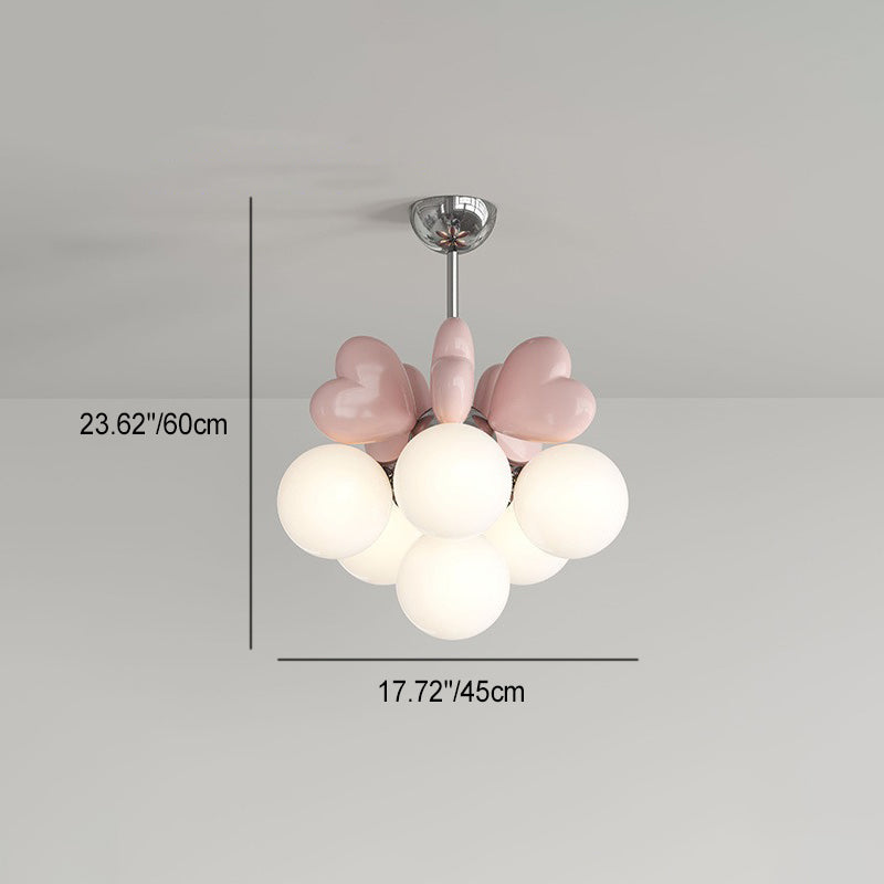 Contemporary Nordic Cream Heart Shape Resin Hardware PE 4/6 - Light Chandelier For Living Room