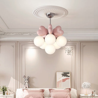 Contemporary Nordic Cream Heart Shape Resin Hardware PE 4/6 - Light Chandelier For Living Room