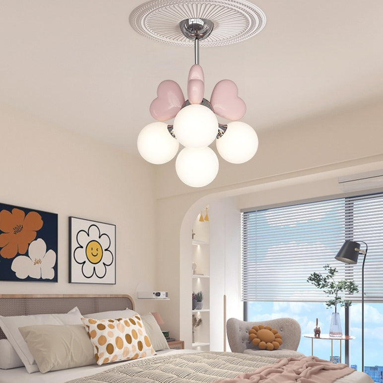 Contemporary Nordic Cream Heart Shape Resin Hardware PE 4/6 - Light Chandelier For Living Room