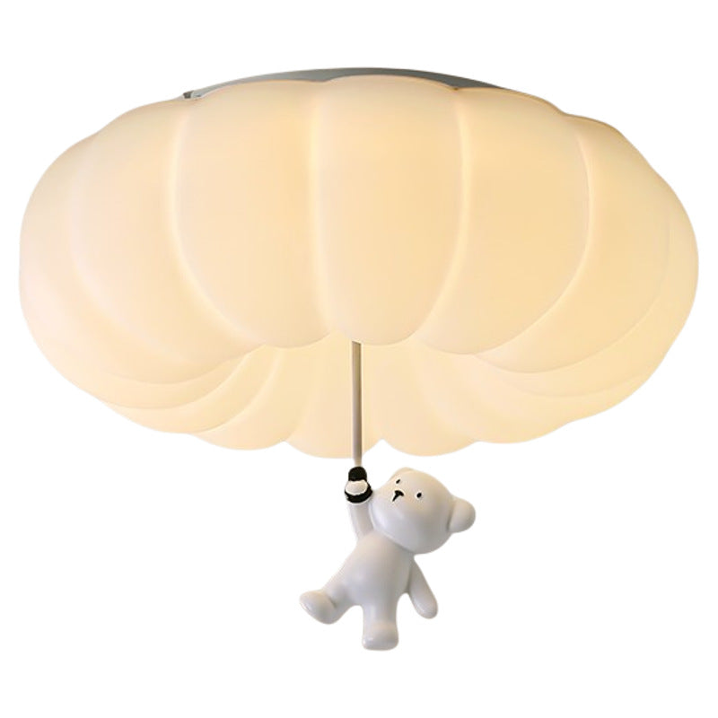 Contemporary Nordic Cream Bear PE Hardware LED Flush Mount Ceiling Light For Bedroom