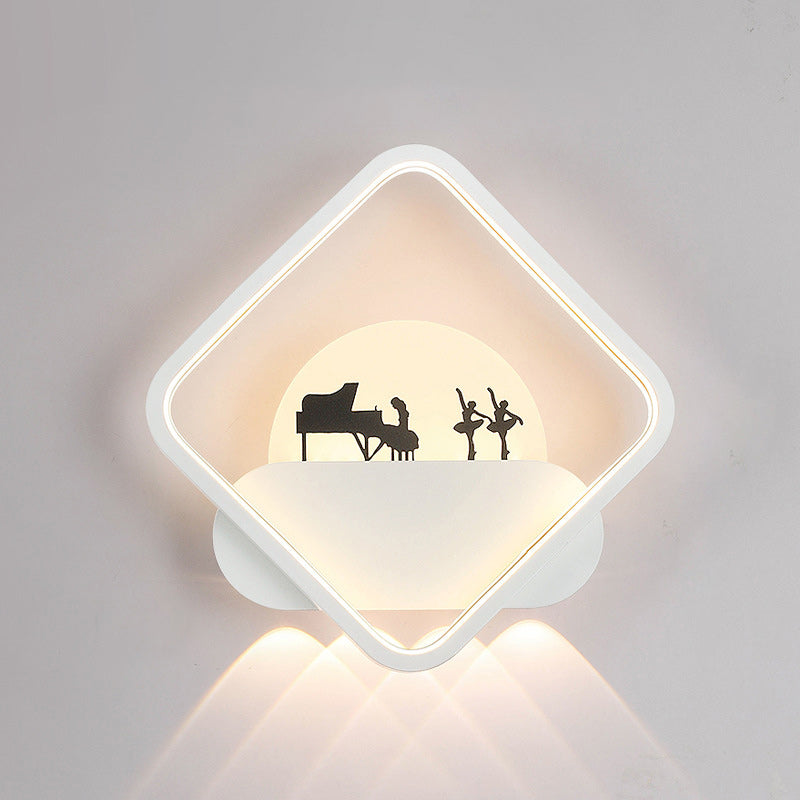 Modern Simplicity Round Square Pattern Silicone Iron Acrylic LED Wall Sconce Lamp For Bedroom