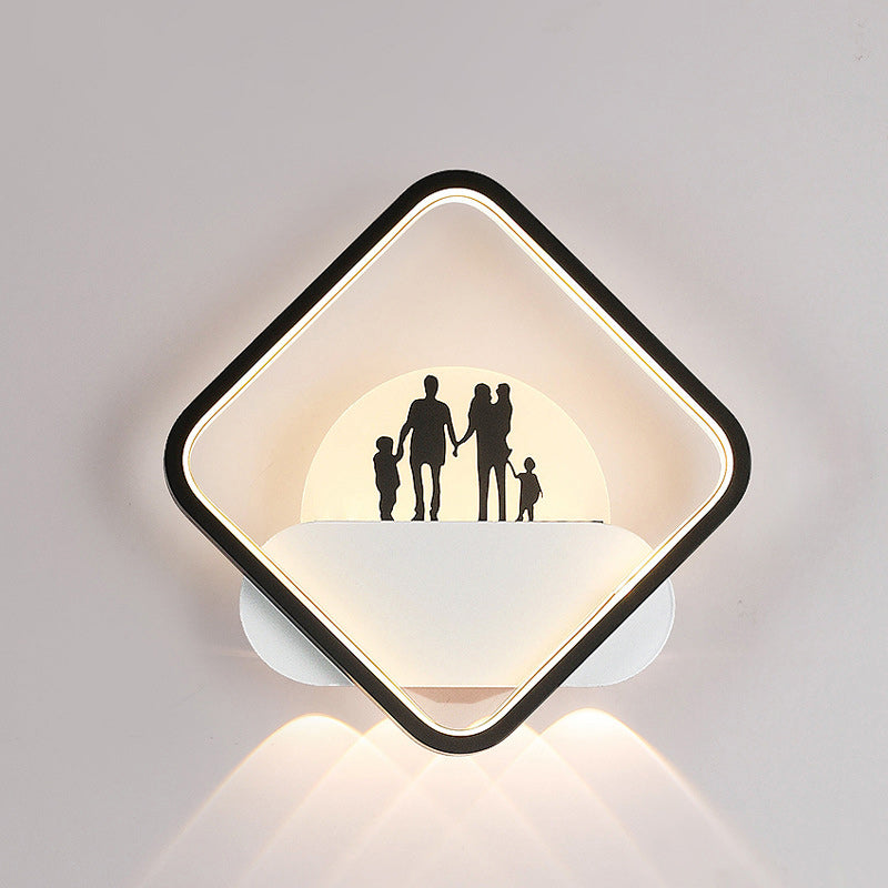 Modern Simplicity Round Square Pattern Silicone Iron Acrylic LED Wall Sconce Lamp For Bedroom