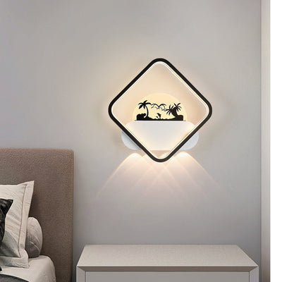 Modern Simplicity Round Square Pattern Silicone Iron Acrylic LED Wall Sconce Lamp For Bedroom