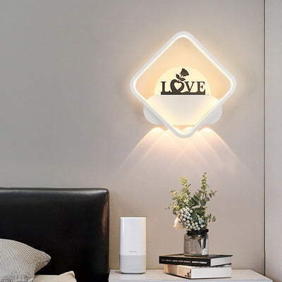 Modern Simplicity Round Square Pattern Silicone Iron Acrylic LED Wall Sconce Lamp For Bedroom