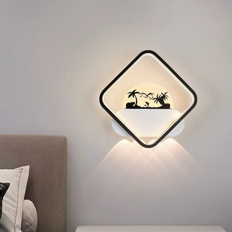 Modern Simplicity Round Square Pattern Silicone Iron Acrylic LED Wall Sconce Lamp For Bedroom