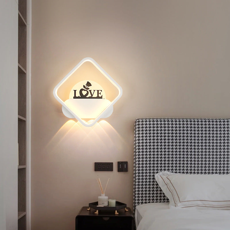 Modern Simplicity Round Square Pattern Silicone Iron Acrylic LED Wall Sconce Lamp For Bedroom