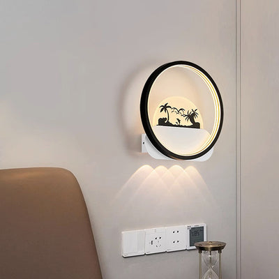 Modern Simplicity Round Square Pattern Silicone Iron Acrylic LED Wall Sconce Lamp For Bedroom