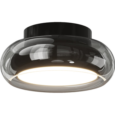 Modern Art Deco Round Acrylic Glass Hardware LED Semi-Flush Mount Ceiling Light For Hallways