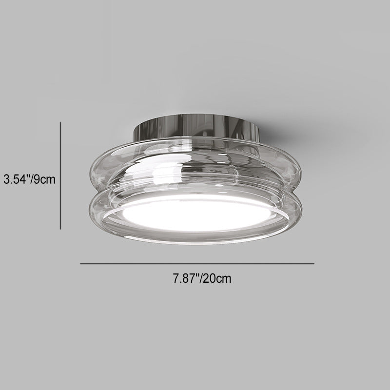 Modern Art Deco Round Acrylic Glass Hardware LED Semi-Flush Mount Ceiling Light For Hallways