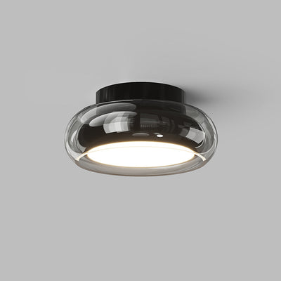 Modern Art Deco Round Acrylic Glass Hardware LED Semi-Flush Mount Ceiling Light For Hallways