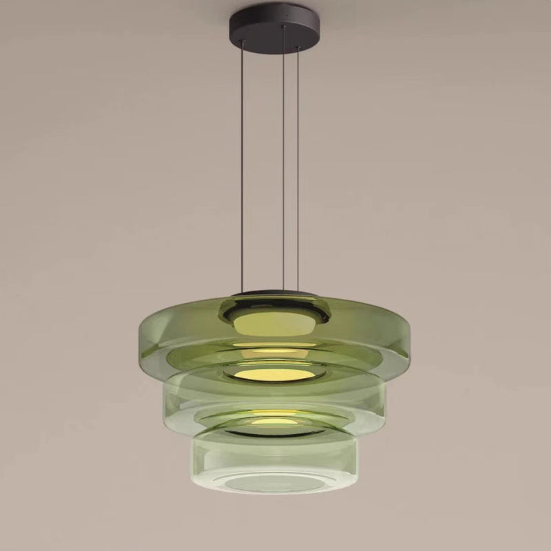 Contemporary Nordic Round Transparent Iron Glass LED Pendant Light For Bedroom