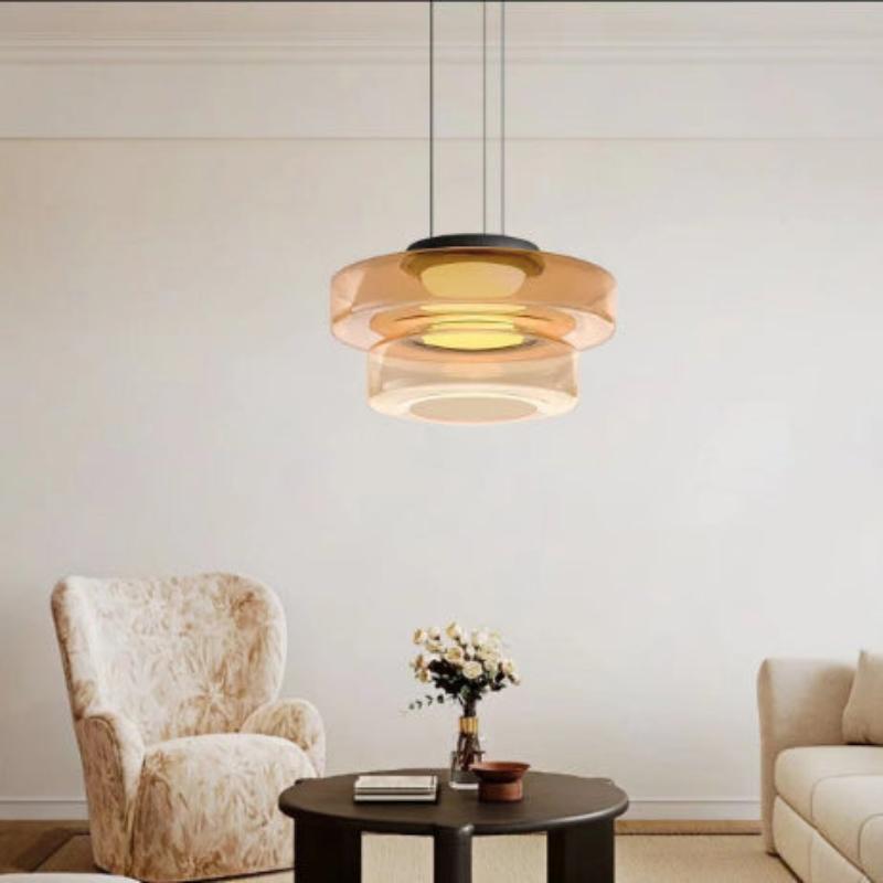 Contemporary Nordic Round Transparent Iron Glass LED Pendant Light For Bedroom