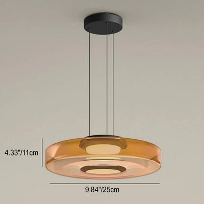 Contemporary Nordic Round Transparent Iron Glass LED Pendant Light For Bedroom