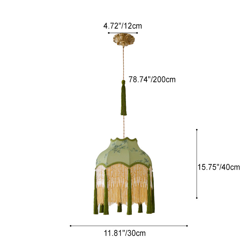 Traditional Chinese Embroidery Fabric Brass 1 - Light Pendant Light For Living Room