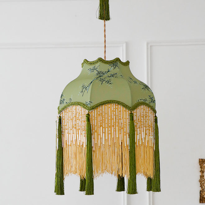 Traditional Chinese Embroidery Fabric Brass 1 - Light Pendant Light For Living Room