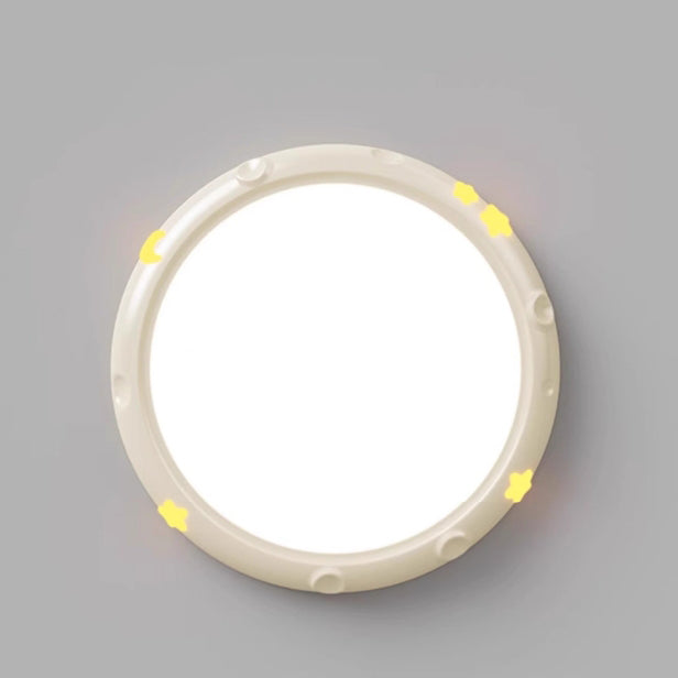 Modern Simplicity Stars Moon Round Iron ABS Resin LED Flush Mount Ceiling Light For Bedroom