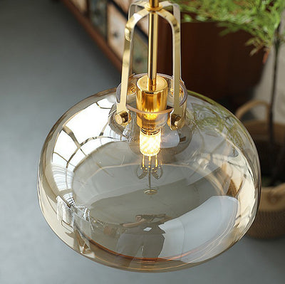 Contemporary Retro Transparent Hardware Glass Iron 1 - Light Pendant Light For Living Room