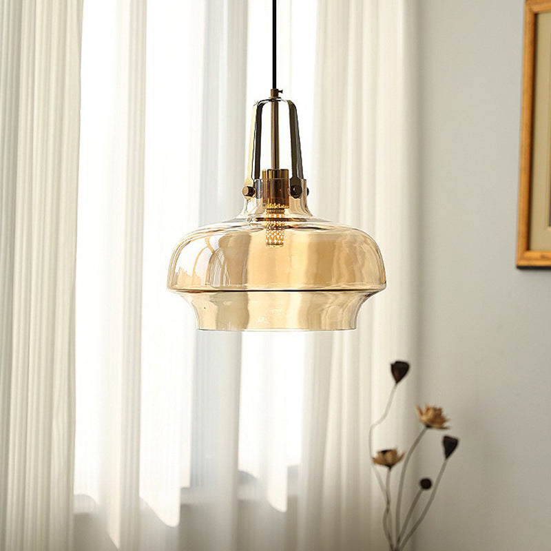 Contemporary Retro Transparent Hardware Glass Iron 1 - Light Pendant Light For Living Room