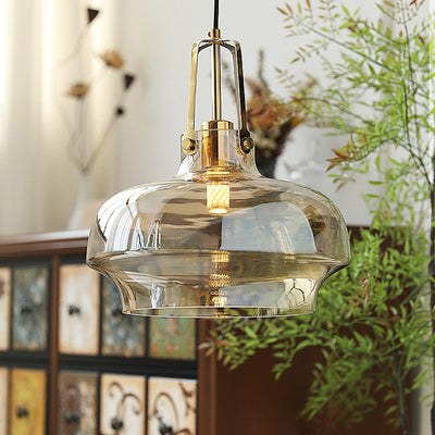 Contemporary Retro Transparent Hardware Glass Iron 1 - Light Pendant Light For Living Room