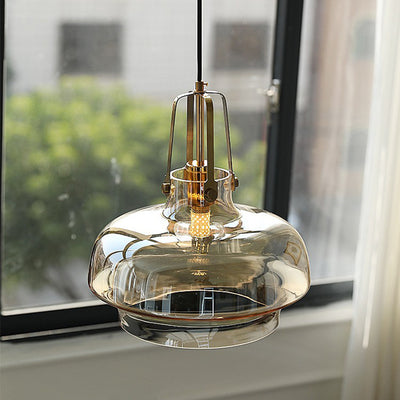 Contemporary Retro Transparent Hardware Glass Iron 1 - Light Pendant Light For Living Room