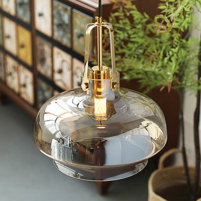 Contemporary Retro Transparent Hardware Glass Iron 1 - Light Pendant Light For Living Room