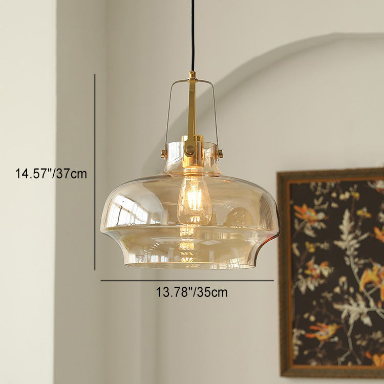 Contemporary Retro Transparent Hardware Glass Iron 1 - Light Pendant Light For Living Room