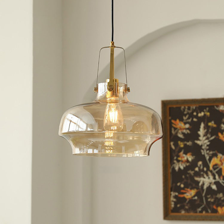 Contemporary Retro Transparent Hardware Glass Iron 1 - Light Pendant Light For Living Room