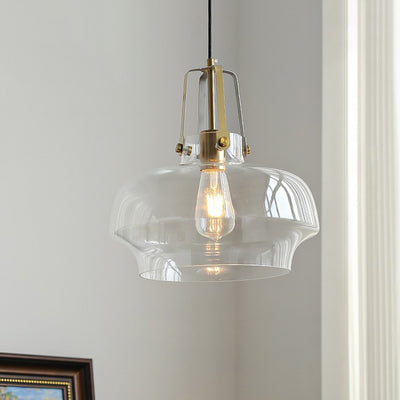 Contemporary Retro Transparent Hardware Glass Iron 1 - Light Pendant Light For Living Room