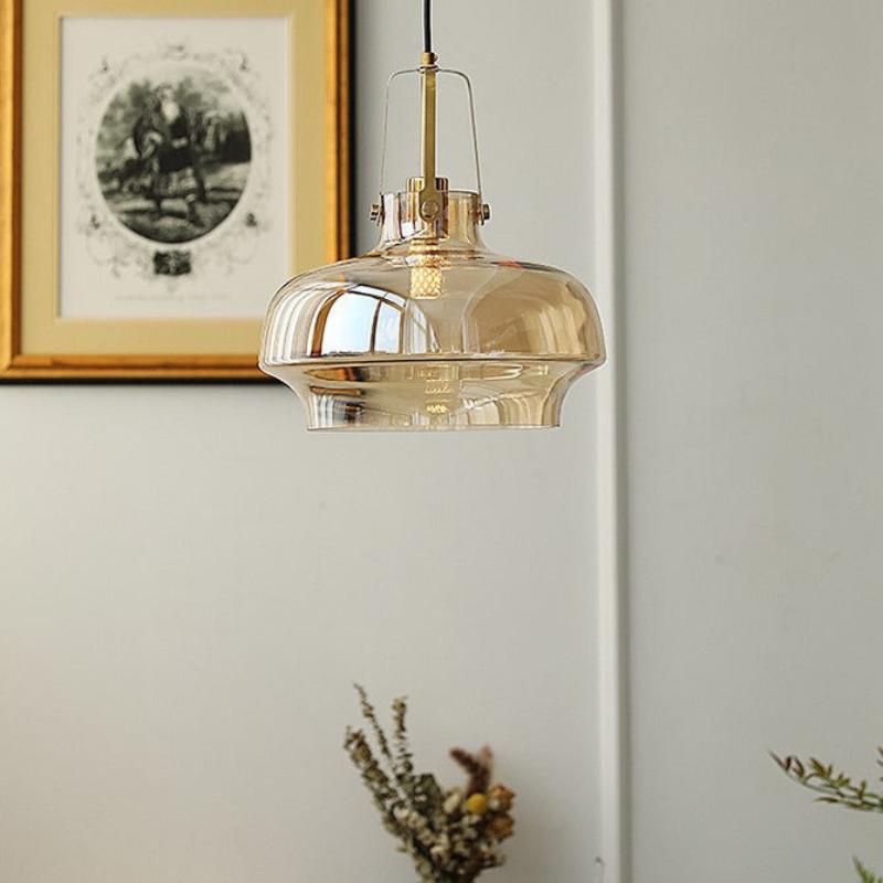 Contemporary Retro Transparent Hardware Glass Iron 1 - Light Pendant Light For Living Room