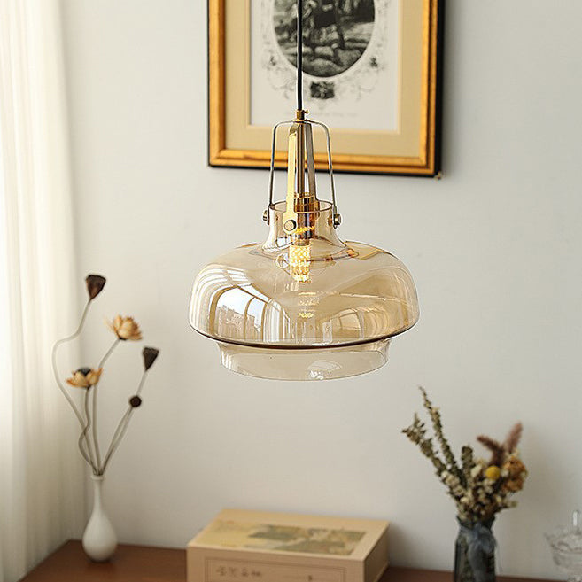 Contemporary Retro Transparent Hardware Glass Iron 1 - Light Pendant Light For Living Room