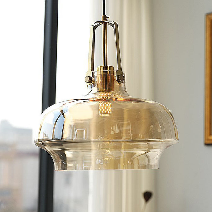 Contemporary Retro Transparent Hardware Glass Iron 1 - Light Pendant Light For Living Room