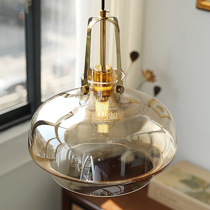 Contemporary Retro Transparent Hardware Glass Iron 1 - Light Pendant Light For Living Room